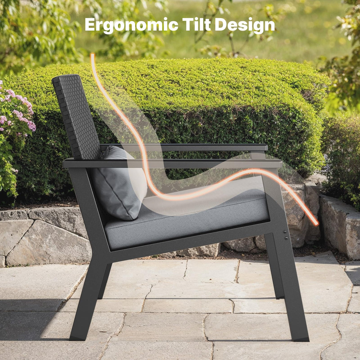 Ahomly 4-Piece Outdoor Wicker Patio Furniture Set with Deep Seating Cushions and Table for Balcony, Backyard, and Porch (Gray) Ahomly