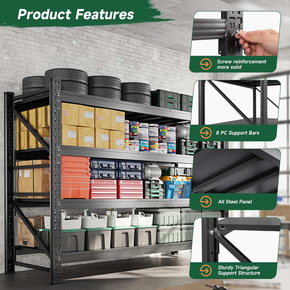 Letaya 4000LBS Storage Shelves Heavy Duty,60" W Garage Shelving Units, 4 Tier Adjustable Utility Rack Shelf,Large Metal Industrial Shelves,for Shop,Warehouse,Basement (60" W x 24" D x 70" H) Letaya