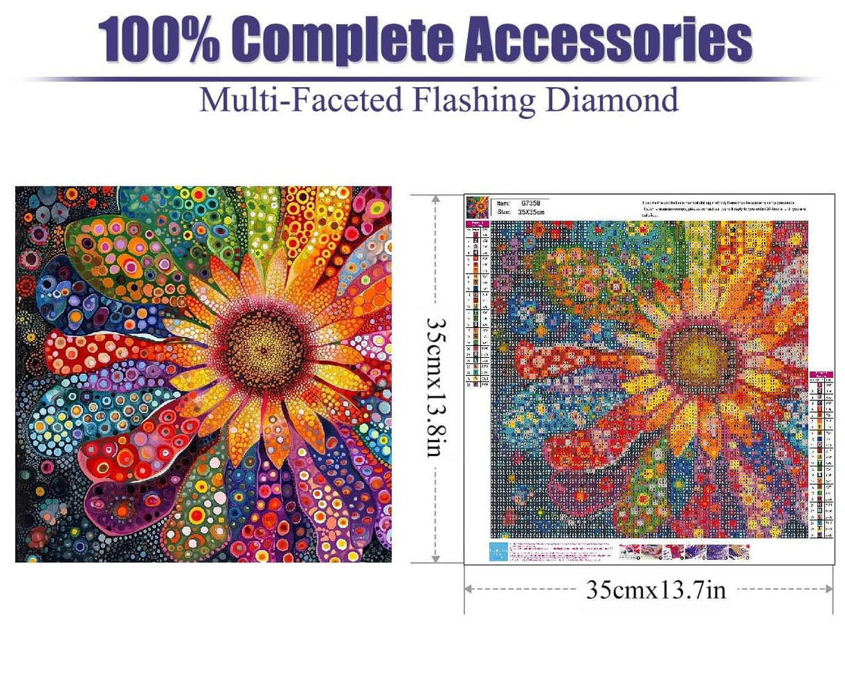 DIY Diamond Painting Kits for Adults-Flowers Diamond Art Kits for Adults Beginners, 5D Diamond Painting Flowers, Full Round Drill Diamond Art Gem Art and Crafts 14x14inch mjcakrn