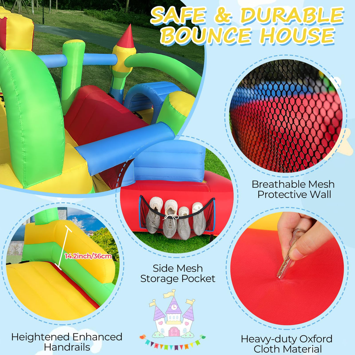 Whubefy Bounce House for Big Kids 8-12, 18 x 8.2FT Kids 3-6 Inflatable Obstacle Course w/Dual Tunnels, Large Slide, Climbing, Obstacles and Bounce Area Castle for Birthday Party, Fun Racing Game Whubefy