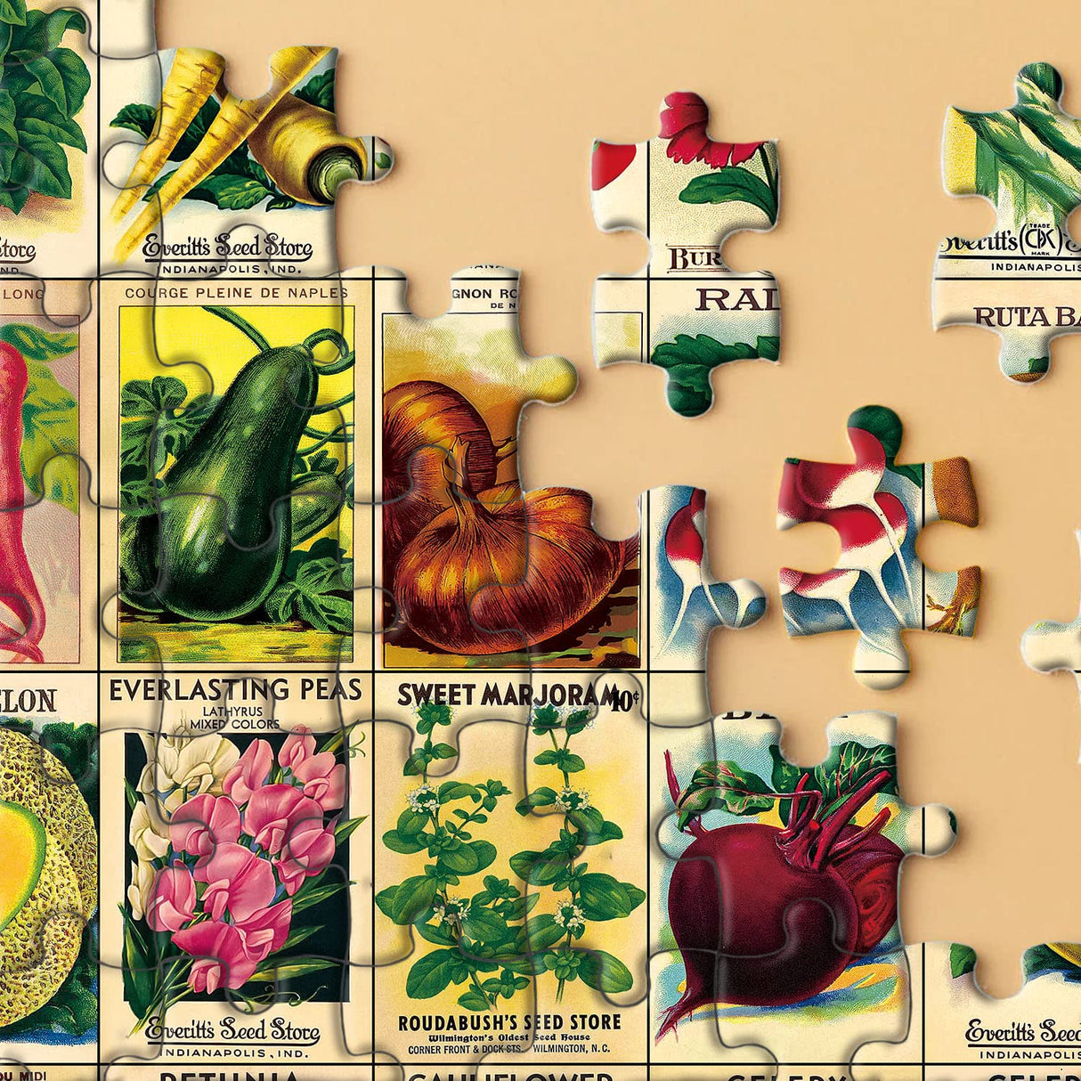 Vintage Plant Puzzle 1000 Pieces for Adult, Flower Puzzle of Heirloom Seeds, Garden Jigsaw Puzzles Fruit BBOLDIN
