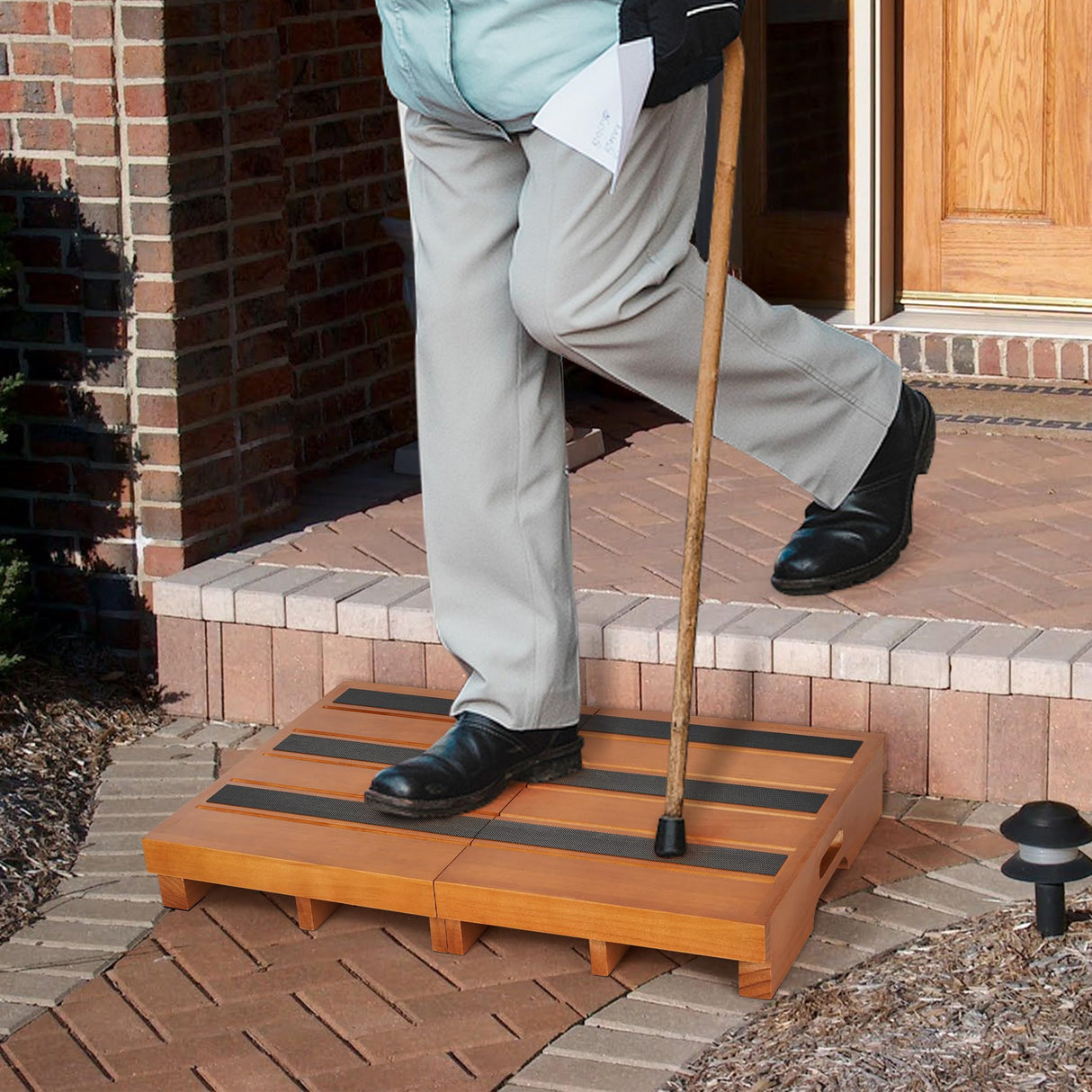 Wooden Step Stool, 3.5" One Step Stool, Non-Slip Outdoor Steps, Heavy Duty Wooden Platform Mobility Step, Half Steps for Seniors Adults with Bad Knee, No Assembly Required Tohiasen