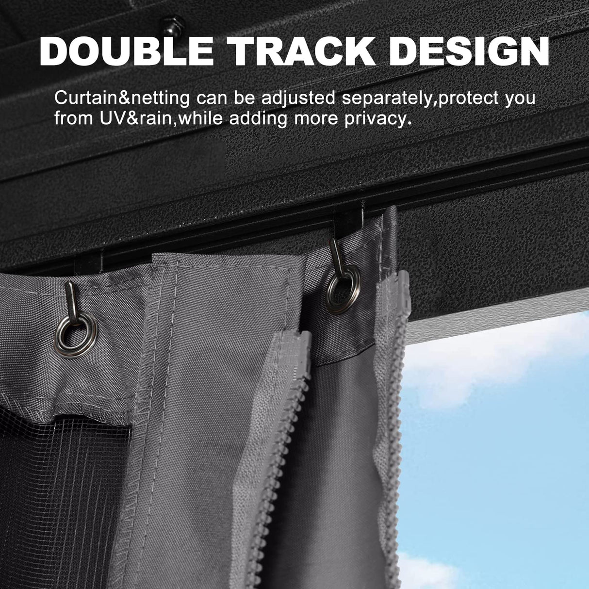 ABCCANOPY Hardtop Gazebo 8x8 - Outdoor Metal Hard Top Gazebo, Permanent Galvanized Steel Aluminum Framed Pavilion with Netting and Curtain for Patio Backyard Lawn Garden (Double Roof, Gray) ABCCANOPY