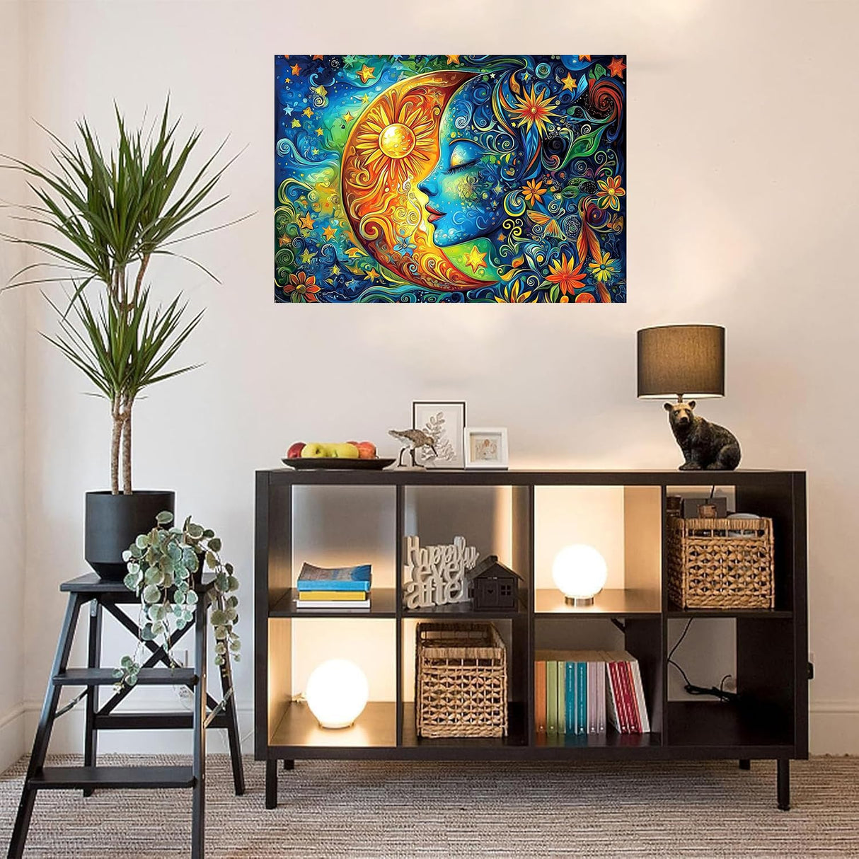 RYMILIE Sun and Moon Diamond Art Painting Kits for Adults-Round Full Drill Diamond Painting Kits for Beginners-DIY 5D Diamond Gem Art Kits for Adults for Gift Home Wall【15.7x11.8 inch】 RYMILIE