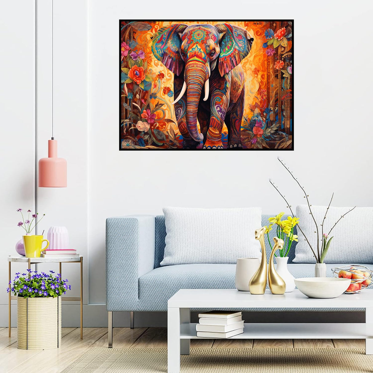 Lophomie Diamond Art Kits for Adults, 5D DIY Elephant Diamond Painting Kits for Adults Beginners, Diamond Dots Kits Gem Arts Crafts for Home Wall Decor 16x12 Inch Lophomie