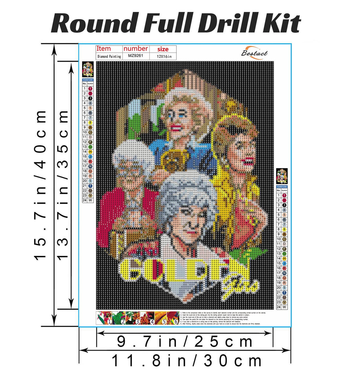 bestact Diamond Painting Kits,Diamond Art Kit for Adults Full Round Drill,Paint with Diamond for Gift,Wall Decor bestact