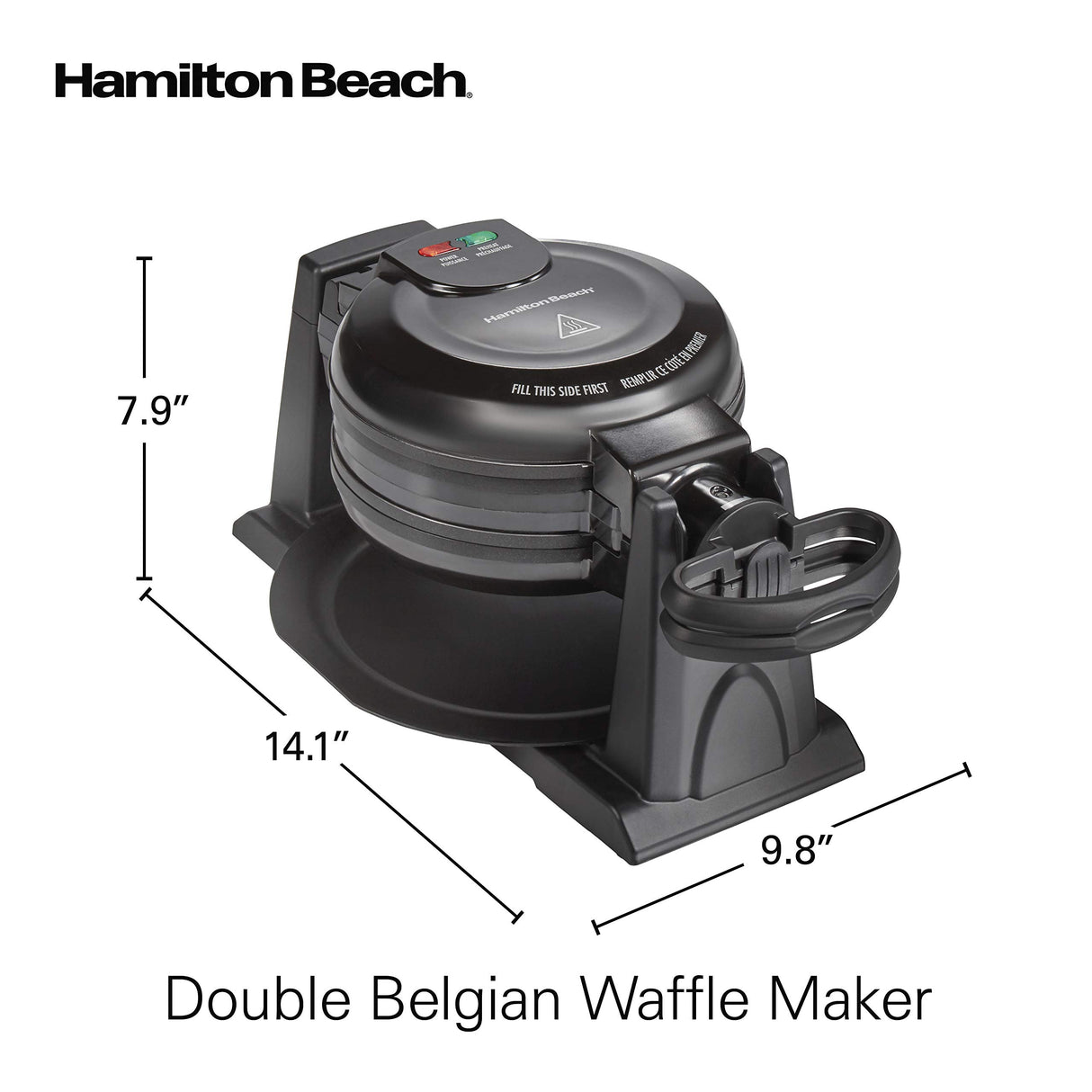 Hamilton Beach 26201 Belgian Waffle Maker with Removable Nonstick Plates, Double Flip, Makes 2 at Once, Black Hamilton Beach