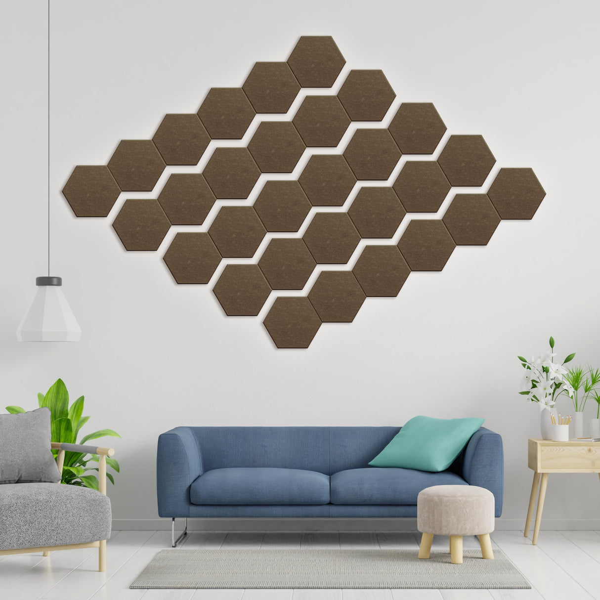 Hexagonal Acoustic Panels-18 Pack High-Density Sound Absorbing Panels 12"X10"X0.4" for Enhanced Noise Reduction, DIY Design, Idea for Studios, Offices, and Home Theaters(Coffee Brown) UNECHO