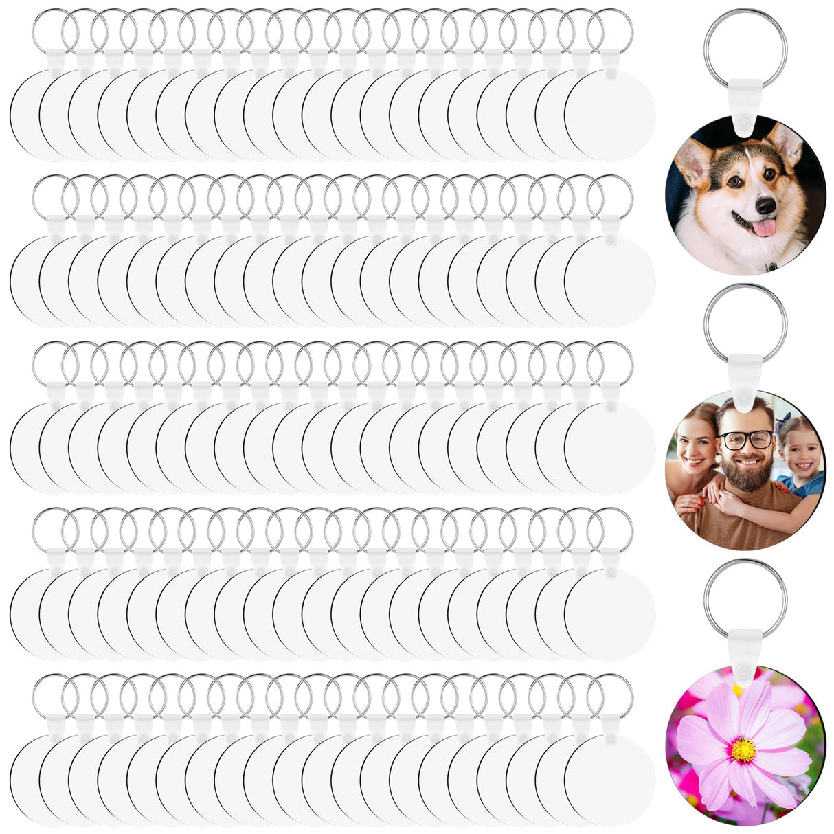 300 Pcs Sublimation Keychain Blanks Bulk Double Side Heat Transfer Sublimation MDF Blank Set with Keychain Rings & Jump Rings,Heat Transfer Keychain Blank Board for DIY Crafts(Round) Guiqulai