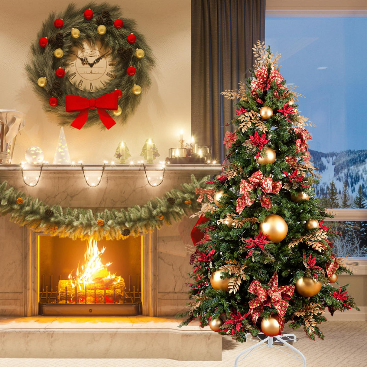 CCINEE Metal Christmas Tree Stand, Universal Folding Xmas Tree Stand 15.7 Inch Replacement Tree Stand Base for 3 Ft to 6 Ft Christmas Artificial Trees Fake Tree, White CCINEE