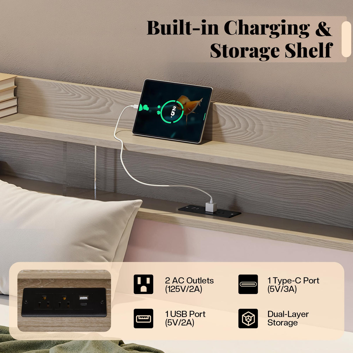 Jocisland Twin Daybed with Trundle, Upholstered Day Bed with Storage Headboard & Charging Station, LED Corner Bed Frame Furniture for Bedroom/Living Room/Guest Room,No Box Spring Needed, Velvet Pink Jocisland