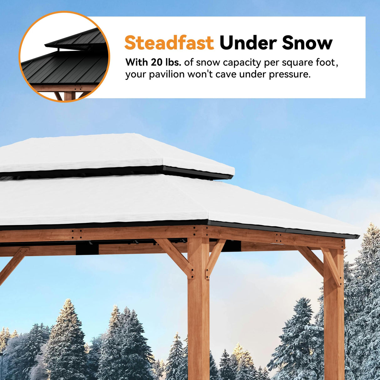 Modern Shade Rosewood Wood Gazebo 12' x 16', Cedar Framed Wood Grill Gazebo with Double Galvanized Steel Roof, Permanent Hardtop Wooden Pavilion with Sturdy Hooks for Garden, Backyard, Patio, and Deck Modern Shade Outdoor Living Spaces