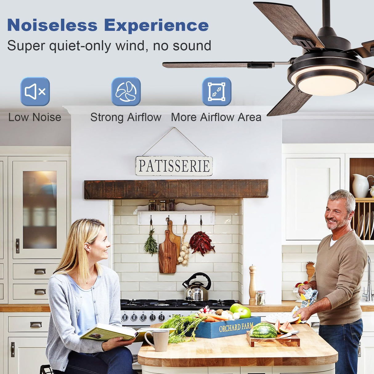 Depuley 42-Inch Ceiling Fan with Light: Walnut Ceiling Fans with 5 Blades Dual Finish Reversible - Farmhouse Ceiling Fan with Remote Control for Living Room Outdoor Patios Depuley