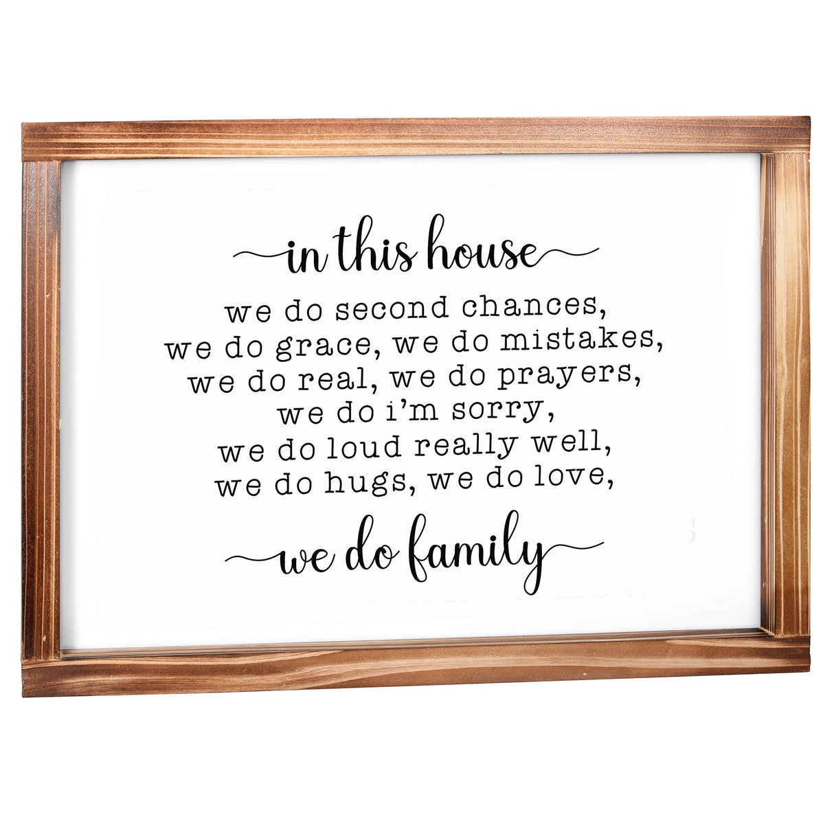 MAINEVENT In This House We Do Family Sign 11x16 Inch, Family Signs Home Decor, Rustic Farmhouse Decor the Home Sign, Wall Decorations Living Room, Modern Farmhouse Sign Solid Wood Frame MAINEVENT