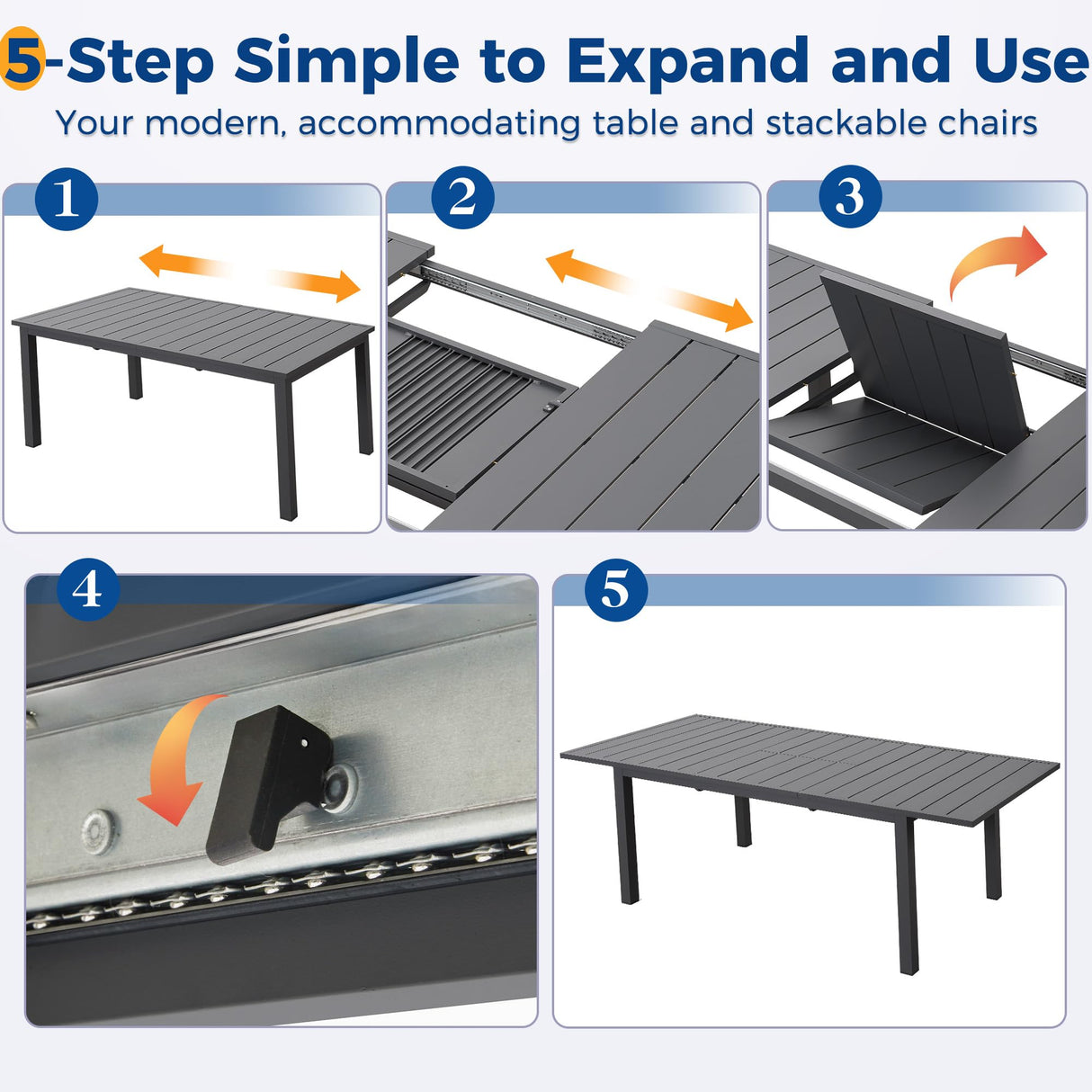11 Piece Aluminum Outdoor Patio Dining Sets with Fully Assembled Dining Chair,91.3"L×39.4"W Expandable Patio Table and Chairs Set for 10, Stackable Chairs with Quick Drying Fabric, Grey Wisteria Lane