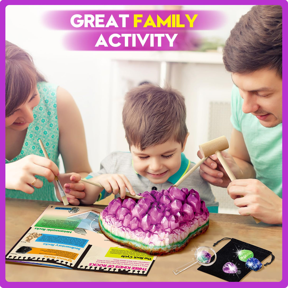 XXTOYS Gemstone Dig Kit - Dig Up 18 Real Gemstones and Crystals - Science Kits for Kids, STEM Toys for Age 6-8, Great Educational Geology Gifts for Boys & Girls Ages 5-7 XX