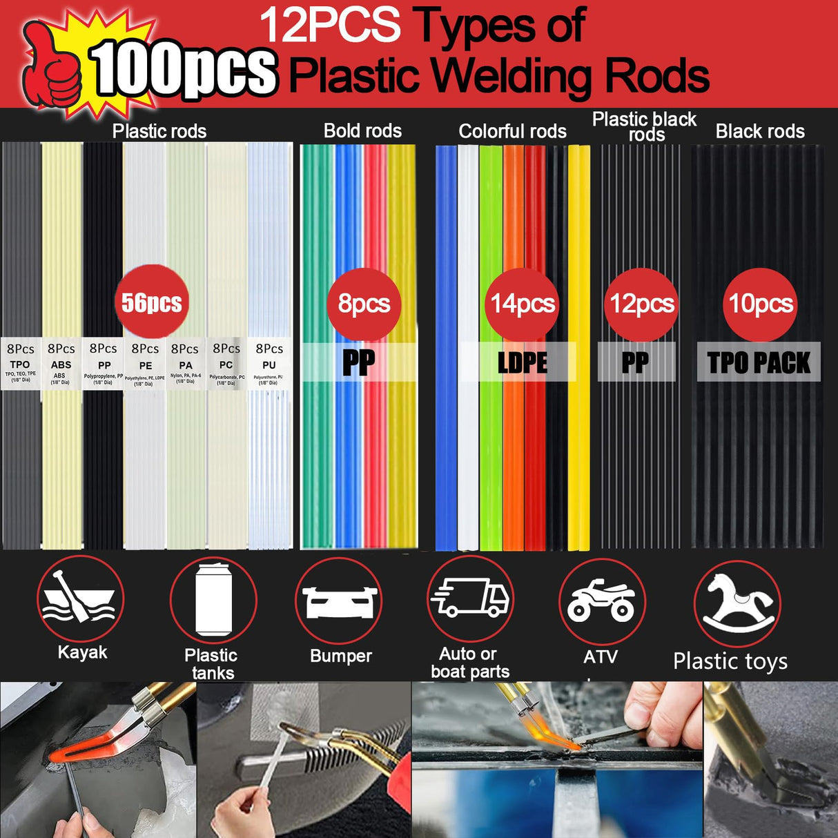 Upgraded 220W Plastic Welder, 2 in 1 Plastic Welding Kit Plastic Repair Welder Kit 1000PCS Hot Stapler Soldering Gun with 100PCS Plastic Welding Rods Car Bumper Repair Kit for Most Plastic Repair VCTSELITY