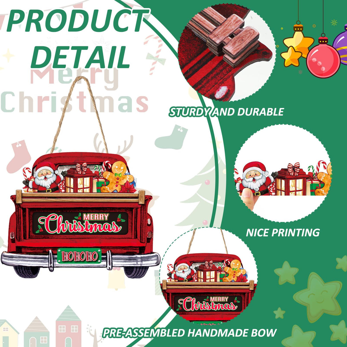 Suzile 43 Pcs Interchangeable Christmas Welcome Sign for Front Door Farmhouse Truck Porch Hanging Decor with 42 Interchangeable Seasonal Sign Wooden Wall Outdoor Christmas Thanksgiving Ornament(Red) Suzile