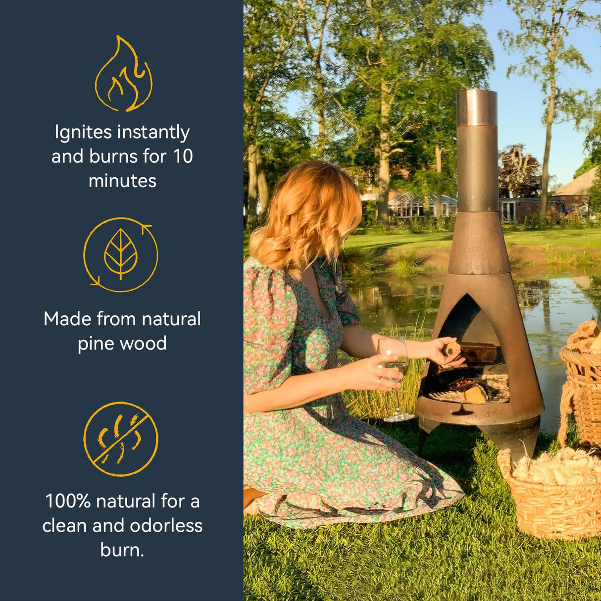 Hosoote 70 pcs Fire Starter - Natural Fire Starters for Fireplace, Pellet Stove & Wood, Campfires, BBQ, Pizza Oven, Fire Pit, Smoker - Fire Starters for Grill, Charcoal Fire Starter for Grill Hosoote