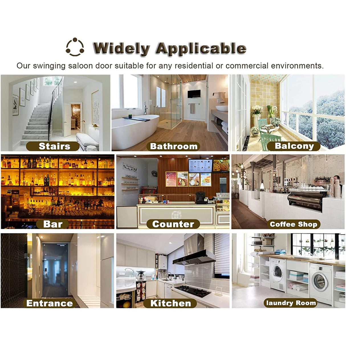 ZARBAILRE Solid Wood Saloon Swing Door 39×39inch, Pre-Sanded Retro Café Swinging Door, Cafe Swinging Doors for Shopping Malls Kitchen Restaurant Partition Parlor Butler Door ZARBAILRE