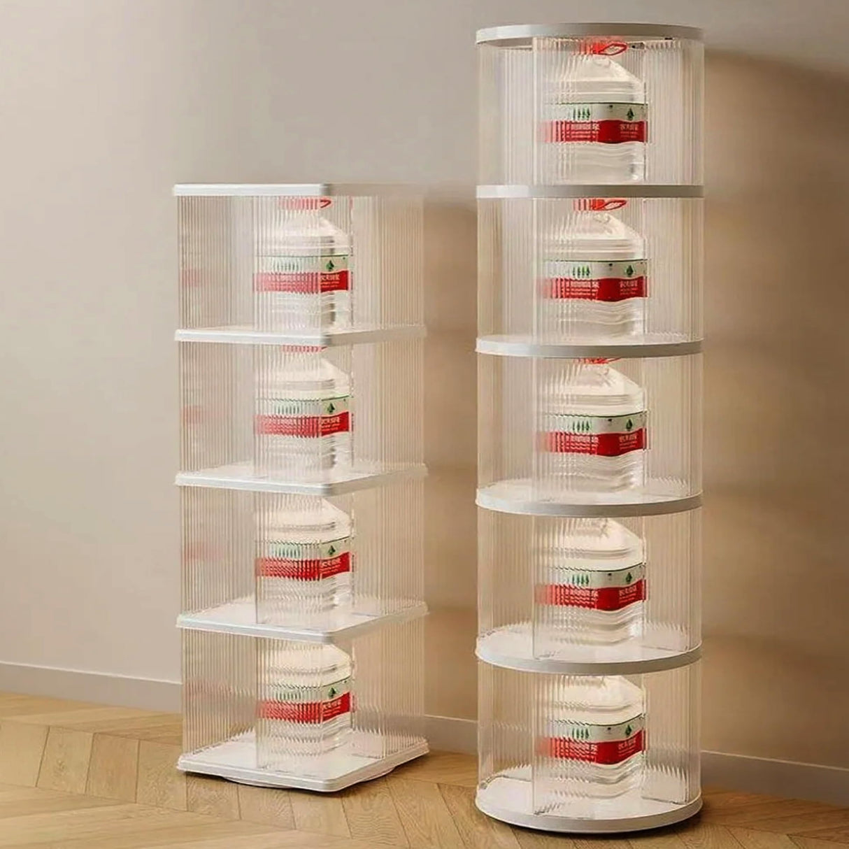 LXSJCYGJ 5 Tier Rotating Bookshelf Tower, 360° Rotating Bookshelf, Space Saving Rotating Bookshelves, Revolving Bookcase Suitable for Bedrooms, Living Rooms, Studies and Offices, White, Lazy Susan LXSJCYGJ