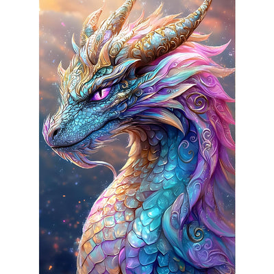 GDYEEH DIY 5D Colorful Dragon Diamond Art Kits, Round Full Drill Sparkling Dragon Diamond Painting Picture, Fantasy Painting by Numbers Art Kits for Adults Beginners Home Wall Decor 12x16 inch