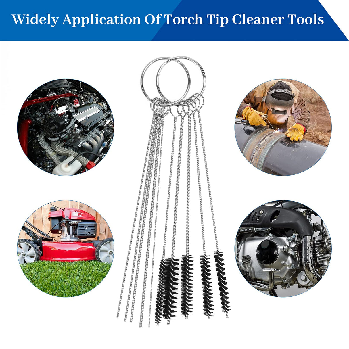 4 PCS Torch Tip Cleaner Set, Welding Torch Tip Cleaner with Drill Bit Torch Tip Cleaner Set for Carbon Carburetor Jet Cleaner with 10 Cleaning Needles, 5 Cleaning Brushes and 1 Scraping Needle Windspeed