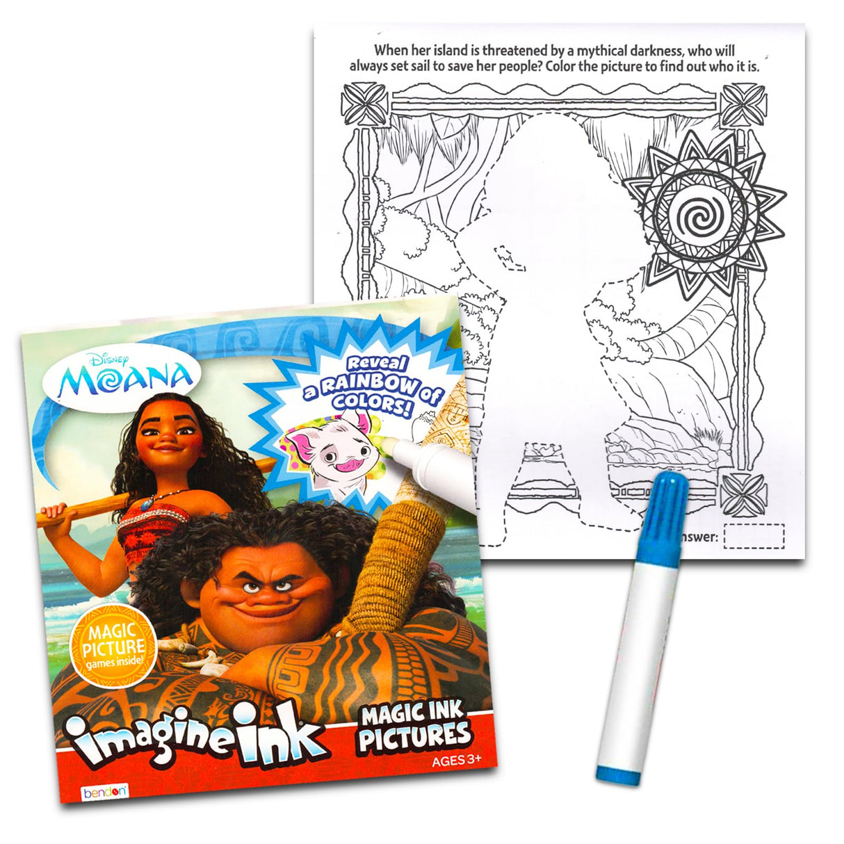 Disney Princess Magic Ink Coloring Book Set - Bundle of 3 Imagine Ink Books for Girls Kids Toddlers Featuring Disney Princess, Moana, and Minnie Mouse with Invisible Ink Pens and Stickers Disney