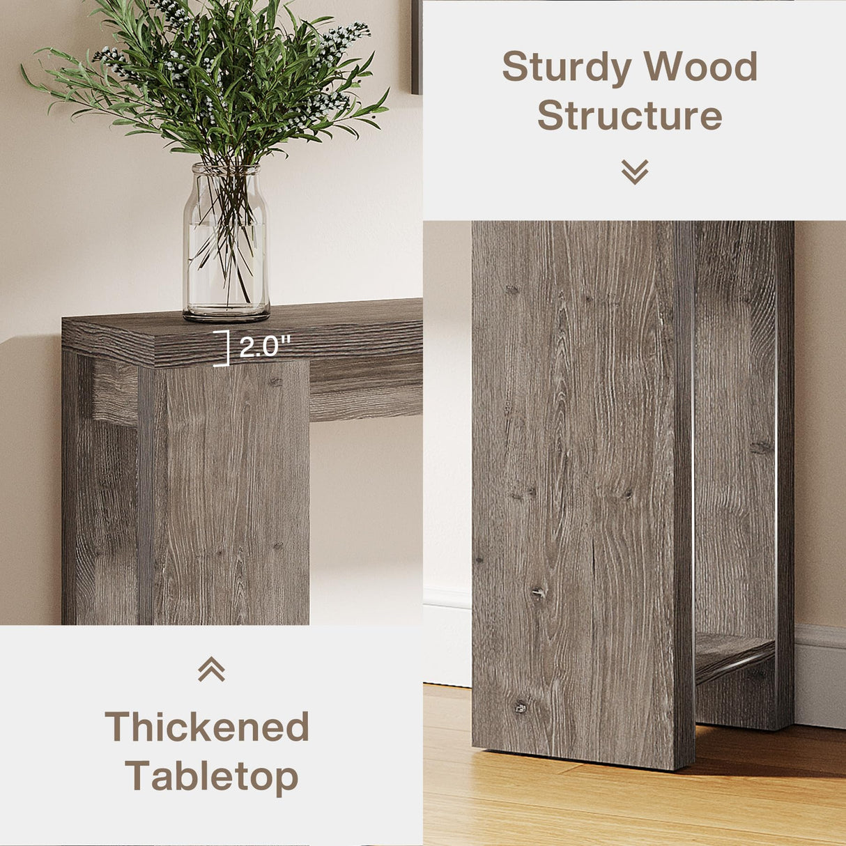 Tribesigns 70.9-Inch Long Console Table, Farmhouse Wooden Entryway Sofa Table Behind Couch, Narrow Entry Console for Living Room, Hallway, Entrance, Foyer, Grey Tribesigns