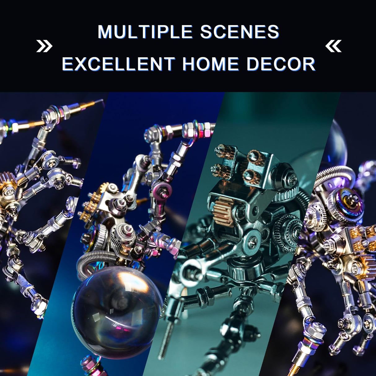 Mostarle Crystal Lamp Jumping Spider 3D Metal Puzzle, Arcynix DIY Model Kit Sci-Fi Mechanical Spider Steampunk Decor, Creative Gift & Futuristic Home Décor for Adults & Teens Arcynix