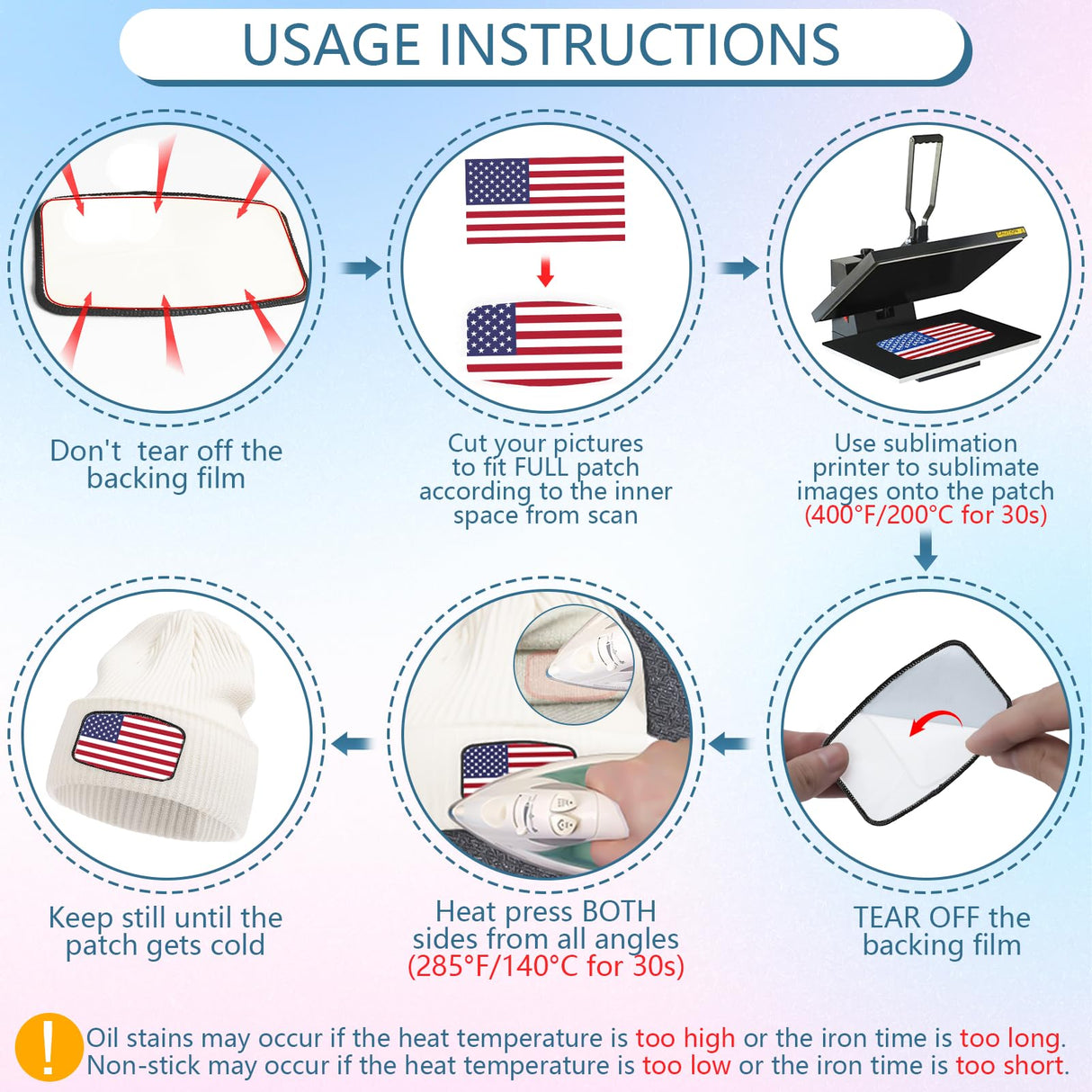 iFForce 40 PCs Sublimation Blanks Patches - Large Iron-on Patch with Black Border - Exquisite Fabric Patches for DIY Hats Backpack T-Shirt Project (Square) iFForce