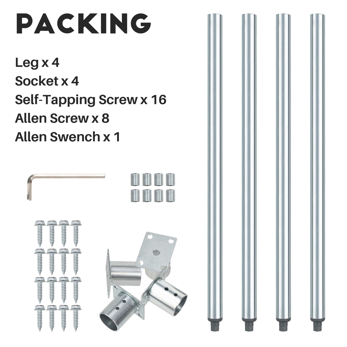 DuraSteel Galvanized Legs for Work Table - 33.5 inch Replacement Galvanized Legs - Fits Commercial Food Prep Stainless Steel Utility Table or Maple Wood Worktable, Silver DuraSteel