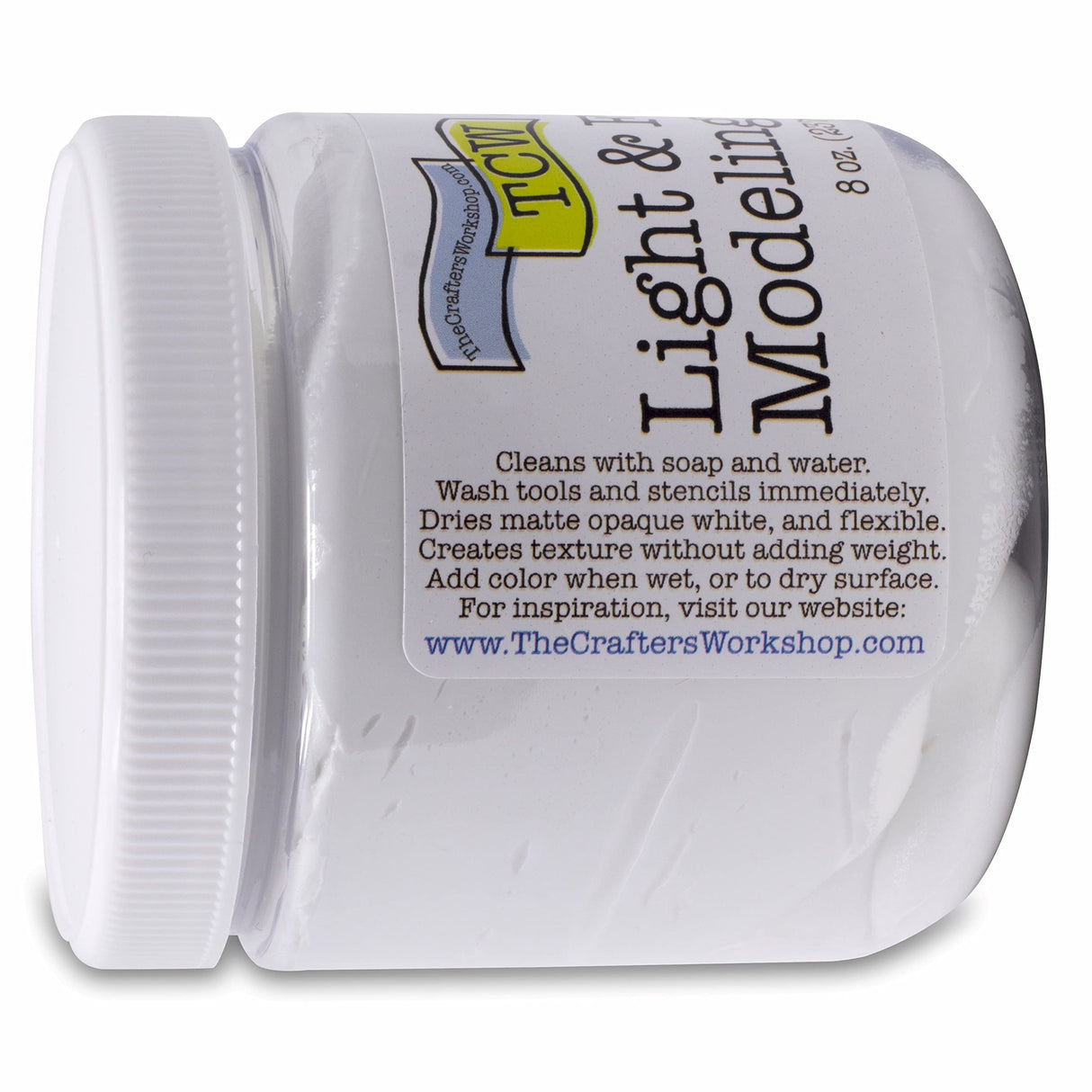 The Crafters Workshop Modeling Paste Medium, Surface Prep and Dimension Additive, Texture for Canvas, Paper, Wood or Paints, Provides Depth for Acrylic or Oils, Modeling Paste, 8-oz, Light/Fluffy The Crafter's Workshop