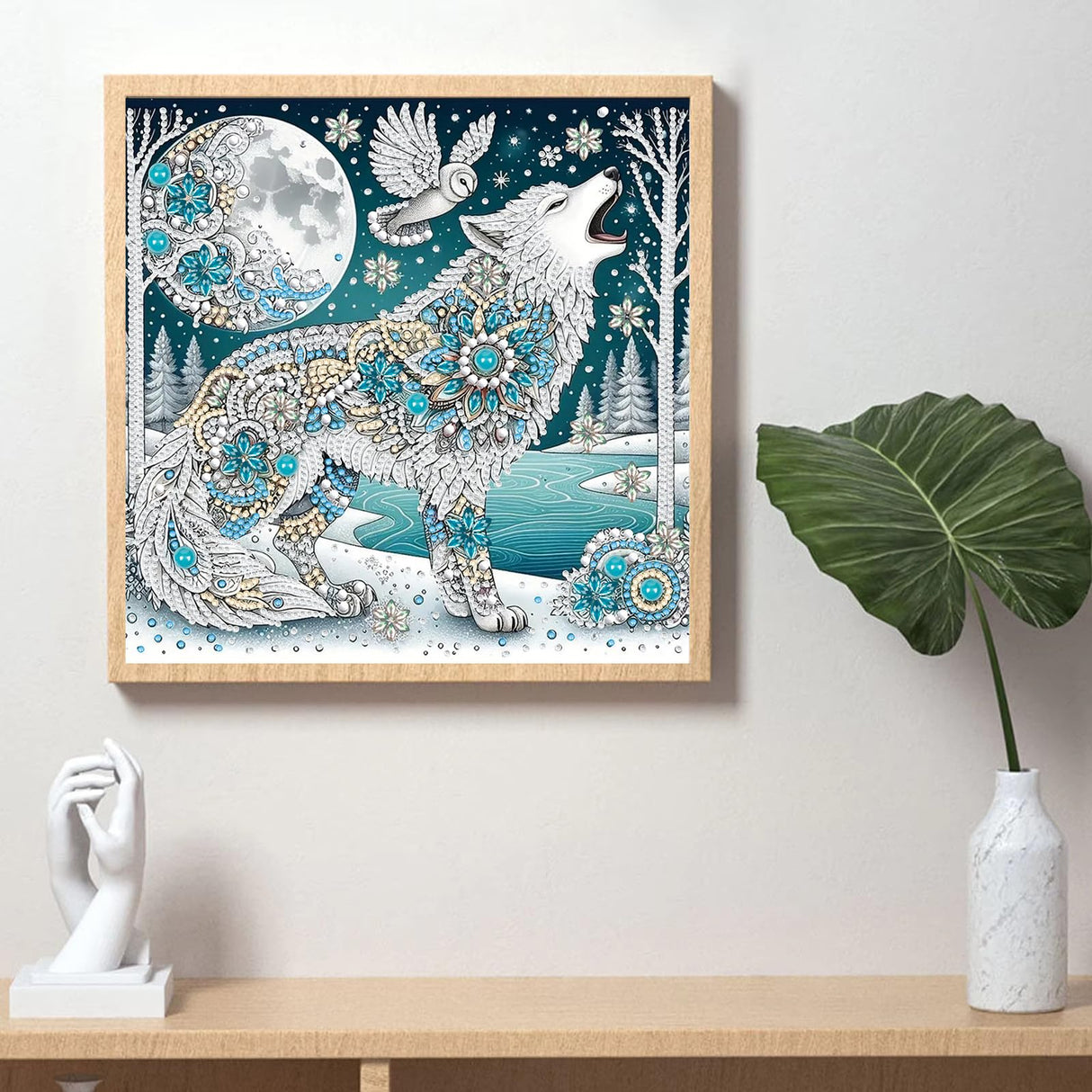 5D Wolf Special Shape Diamond Art Kits for Adults, DIY Small Crystal Rhinestones Diamond Painting, Premium Gem Art Paint with Diamonds for Home Wall Decor Paintcolor