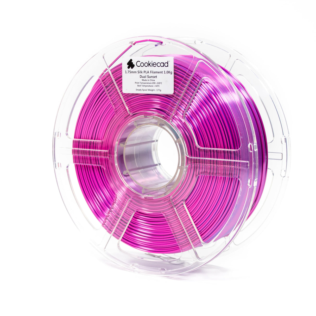Cookiecad Silk PLA Filament 1.75mm 1kg Dual Color Rainbow 3D Printer Filament - Dual Sunset Silk PLA Cookiecad
