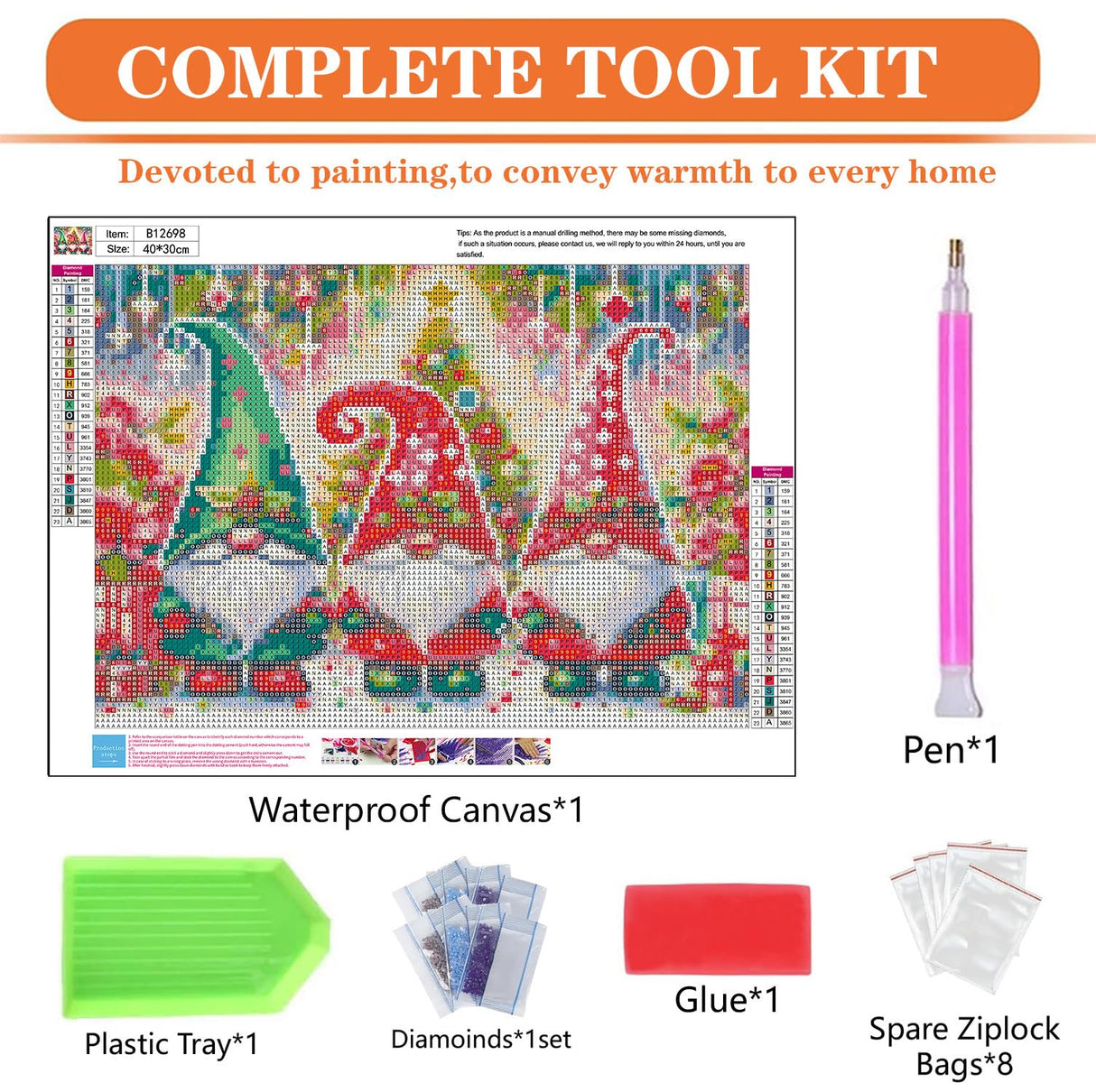 igoodom Diamond Art Kits for Adults, Christmas Diamond Painting Kit, Full Drill Round Christmas Gnome Diamond Art Kits, DIY Gem Art and Crafts for Home Wall Decor Gift 16x12inch igoodom