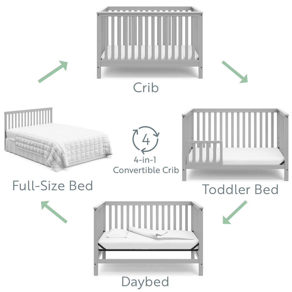 Storkcraft Hillcrest 4-in-1 Convertible Crib (Natural) - Converts to Daybed, Toddler Bed, and Full-Size Bed, Fits Standard Full-Size Crib Mattress, Adjustable Mattress Support Base Storkcraft