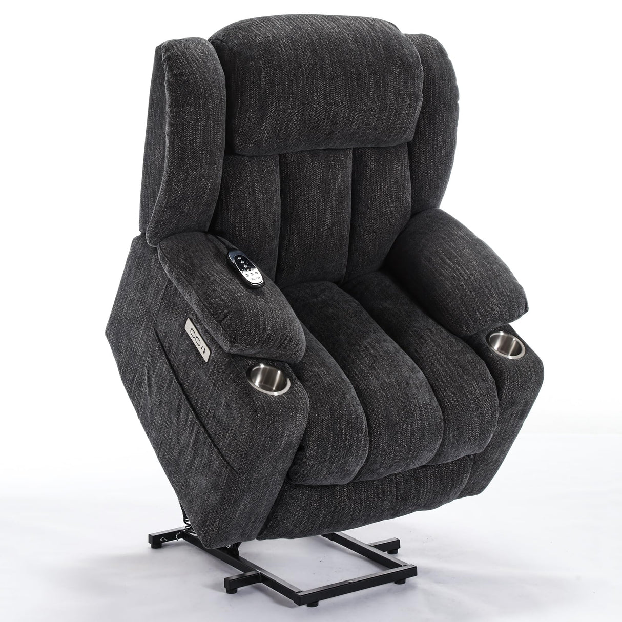 2024 Power Lift Recliner Chair with Full-Body Massage and Heat for Elderly, Hand Remote Control, Upgraded Powerful Motor, Extended Footrest, USB Ports, Stainless Steel Cup Holders, Chenille Grey Trustyue