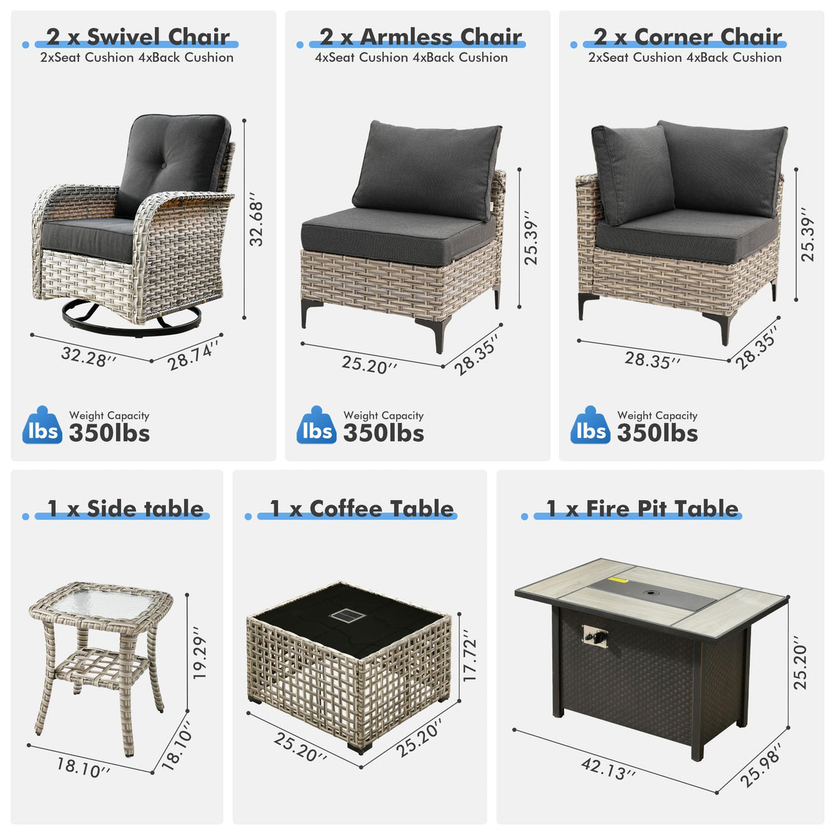 Outdoor Sectional Patio Furniture Set with Swivel Rocking Chairs,9 Pieces Wicker Conversation Sets L Shaped Couch Out Door Sofa Set Outside Furniture for Garden Deck Yard Porch,Black POUUIN