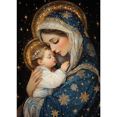 MEIYUDA Virgin Mary Diamond Painting Kits for Adults, 5D Jesus Diamond Art Kits for Beginners, DIY Gem Art Crystal Painting for Home Wall Decor and Present 12x16inch
