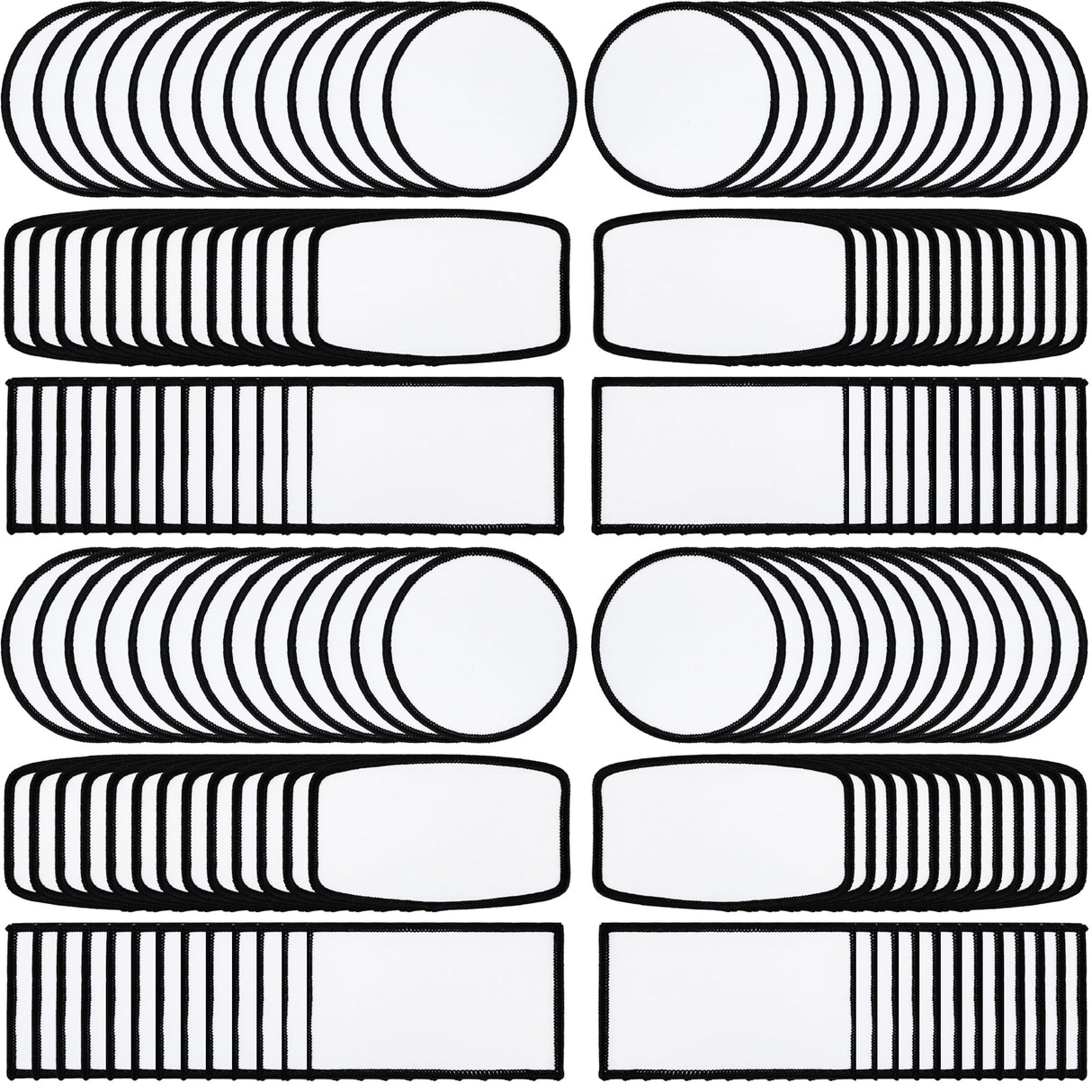 150 Pcs DIY Sublimation Patches Blank Iron on Patches Round Rectangle Blank Fabric Patches for Clothes Hat Shoes Bags Repair, 3 Shape Skyebed