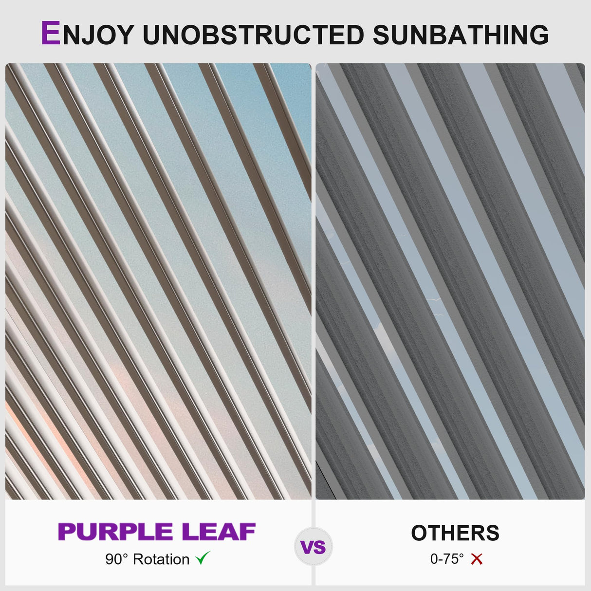 PURPLE LEAF Louvered Pergola 10' × 15', Aluminum Outdoor Hardtop Pergola with Adjustable Retractable Louvre Roof for Deck, Garden Backyard PURPLE LEAF