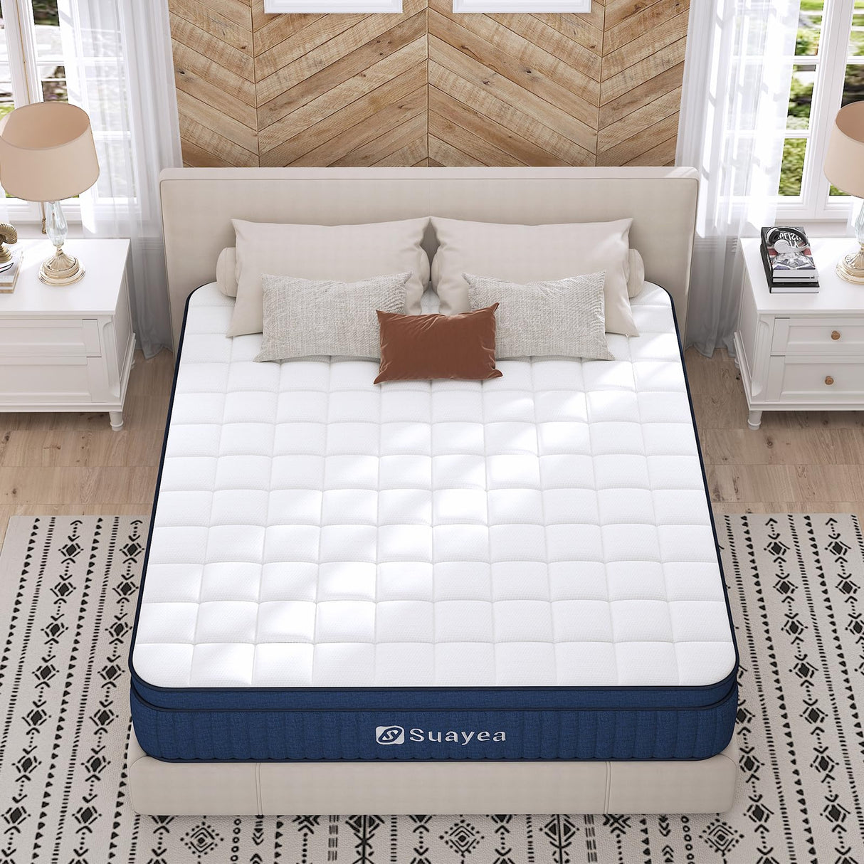 SUAYEA King Mattress, 10 Inch King Size Mattress in a Box, Medium Firm, Ultimate Motion Isolation, Memory Foam and Pocket Spring, Strong Support SUAYEA