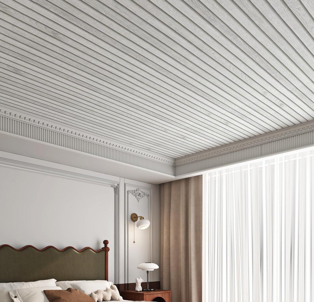 Livelynine Off White Beadboard Wallpaper Peel and Stick Faux Wood Slat Wall Paneling for Accent Wall Farmhouse Bead Boards Vinyl Prepasted Wallpaper Rolls Removable Contact Paper for Walls 15.8x78.8 Livelynine