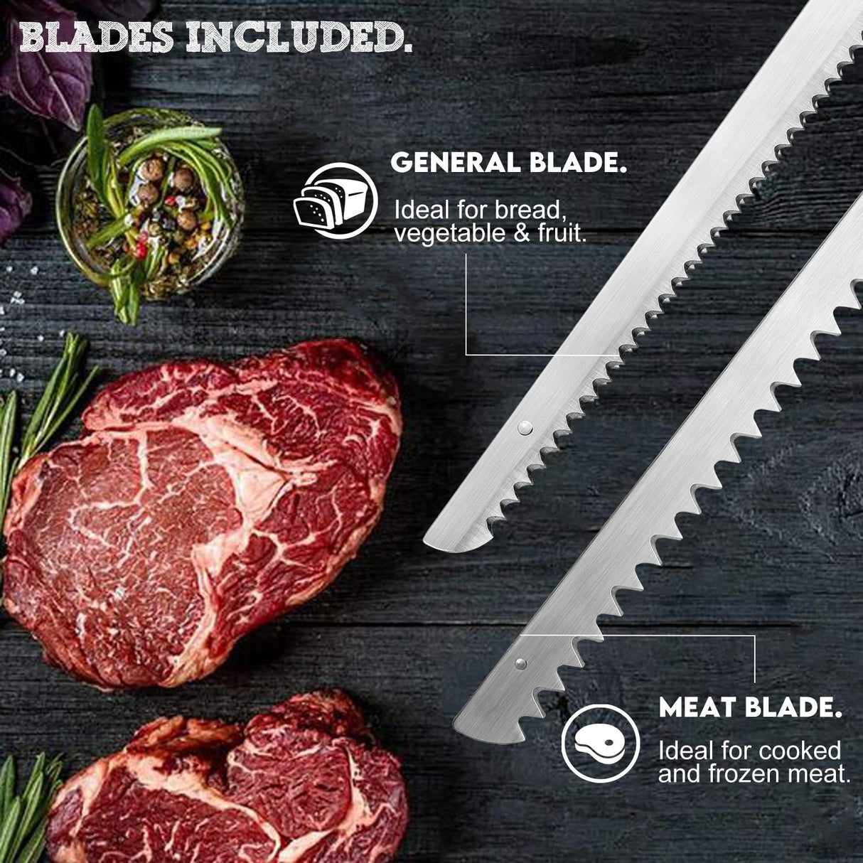 MOSAIC Electric Knife, Electric Carving Knife with 2 Serrated 8” Stainless Steel Blades, Eject Button and Handle Easy Grip for Carving Meats, Turkey, Poultry, Bread, Crafting Foam MOSAIC