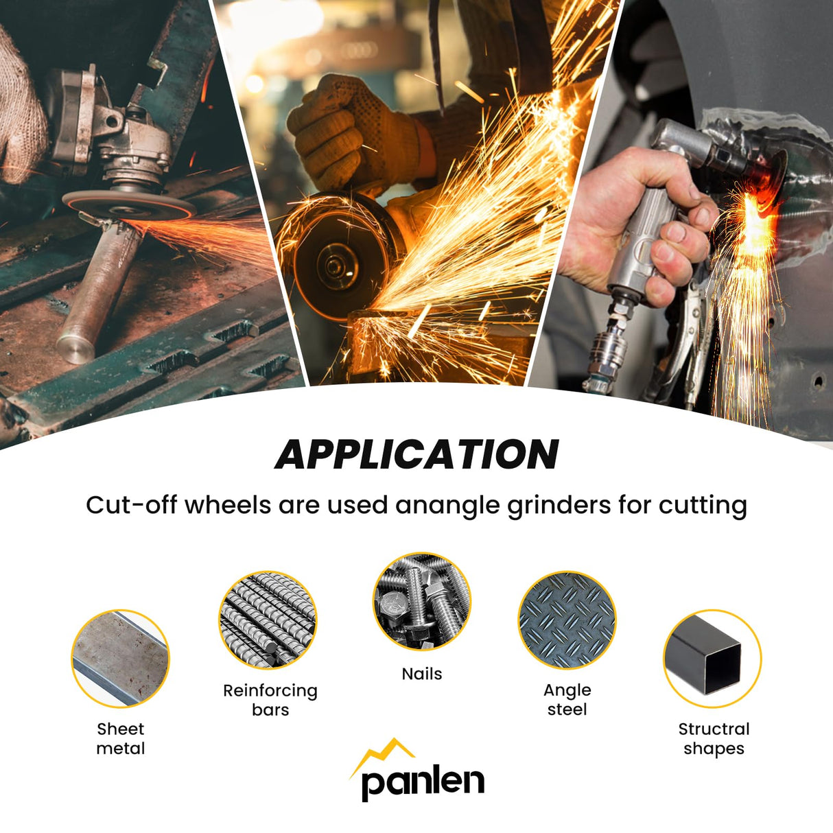 Panlen 3inch 10 Pack Die Grinder Cutting Disc and Mounting Mandrel Kit 1/4" 3/8" Arbor panlen