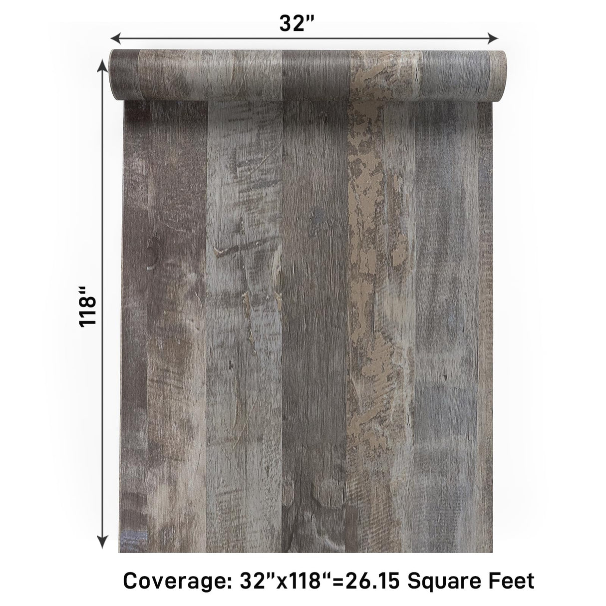 VaryPaper 32''x118'' Large Size Distressed Wood Peel and Stick Wallpaper Shiplap Wood Grain Contact Paper for Countertops Waterproof Self Adhesive Wood Panel Wallpaper for Bedroom Bathroom Accent Wall VaryPaper