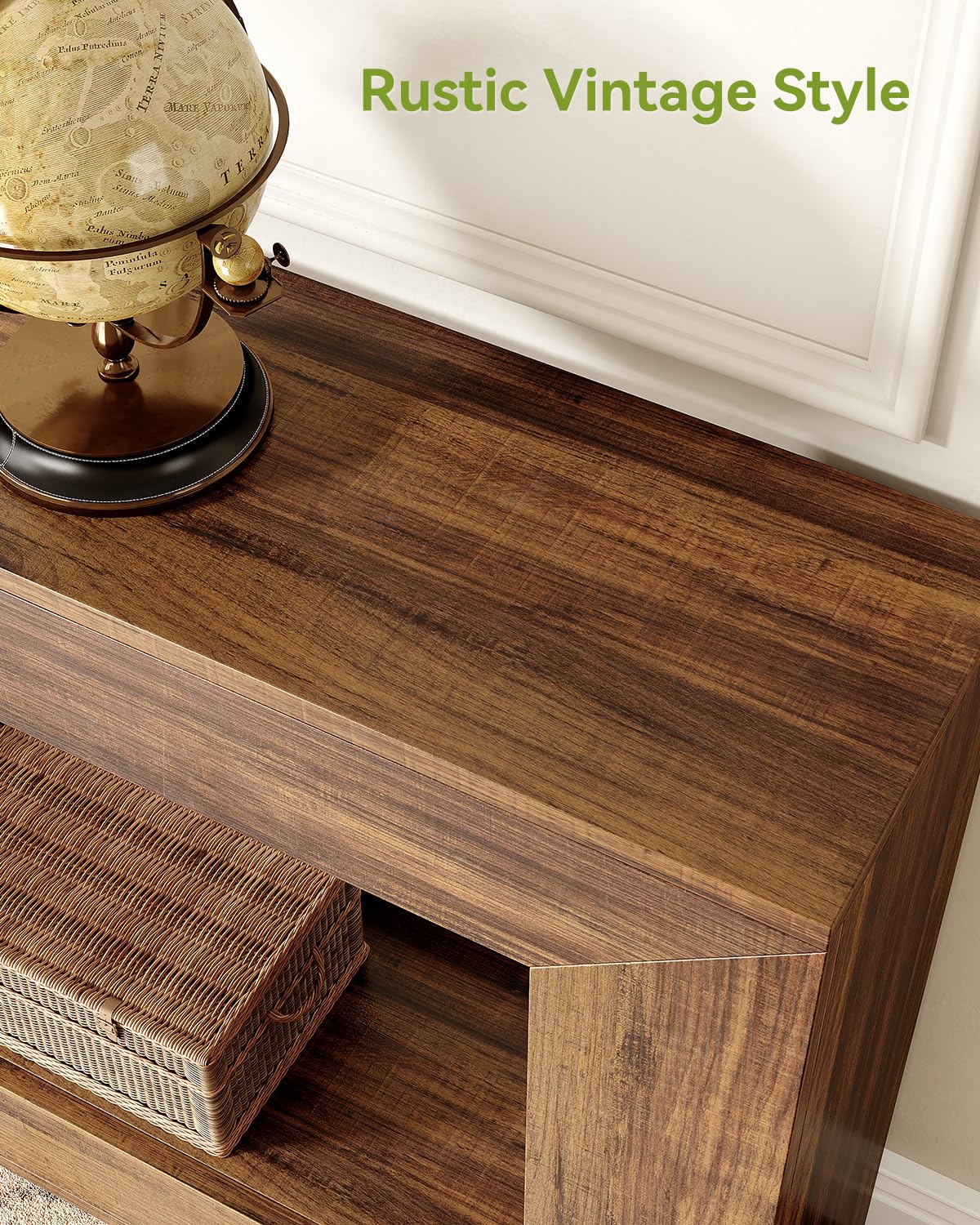 LITTLE TREE 47 Inches Console Table, Sofa Table with Storage, Modern Entryway Table for Hallway, Narrow Long Sofa Entryway Table for Living Room, Brown LITTLE TREE