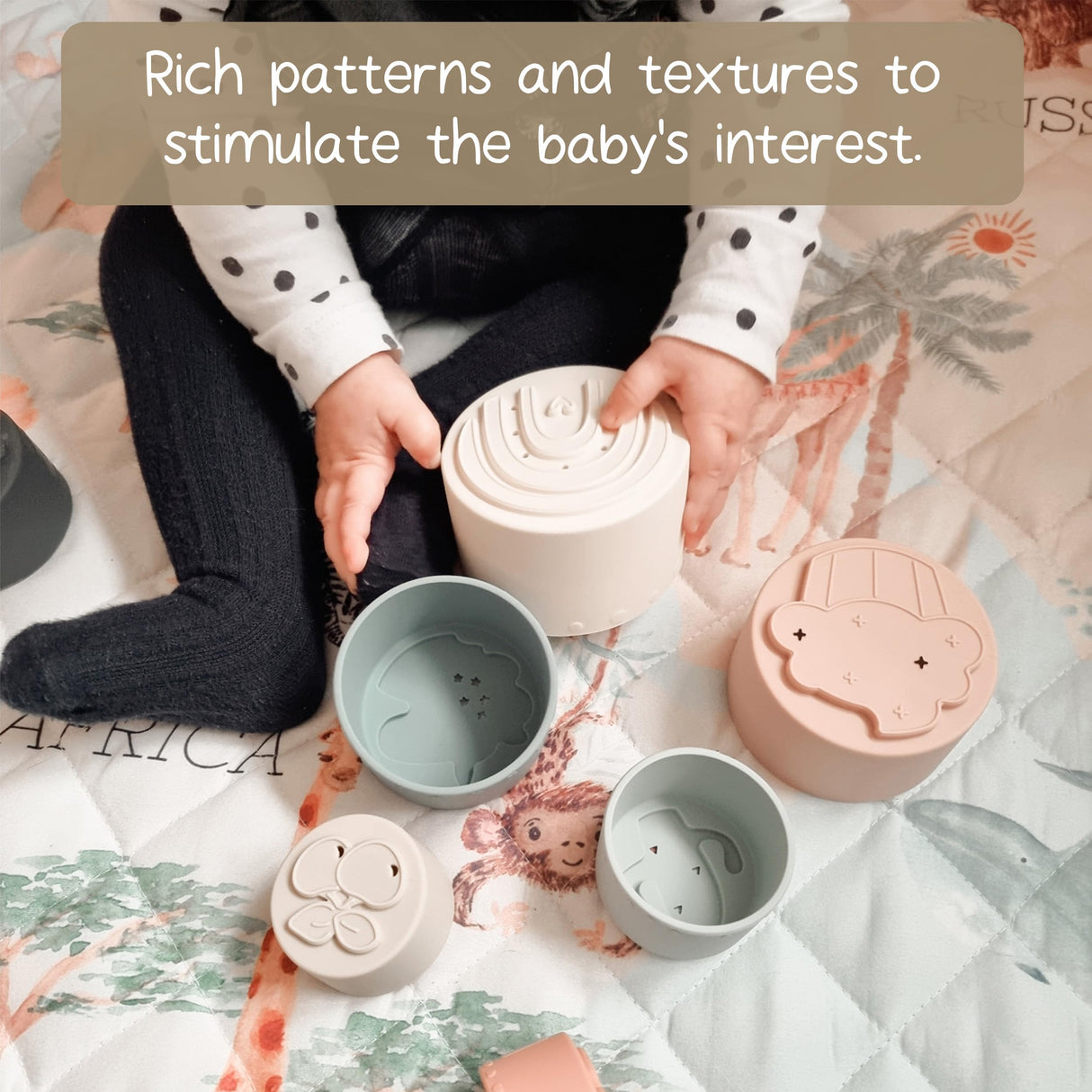 Moonkie Stacking Cups Toy, Fun Educational Baby Toys Silicone Soft Teething Toy, Age 6+ Months, 7 Piece Set Moonkie