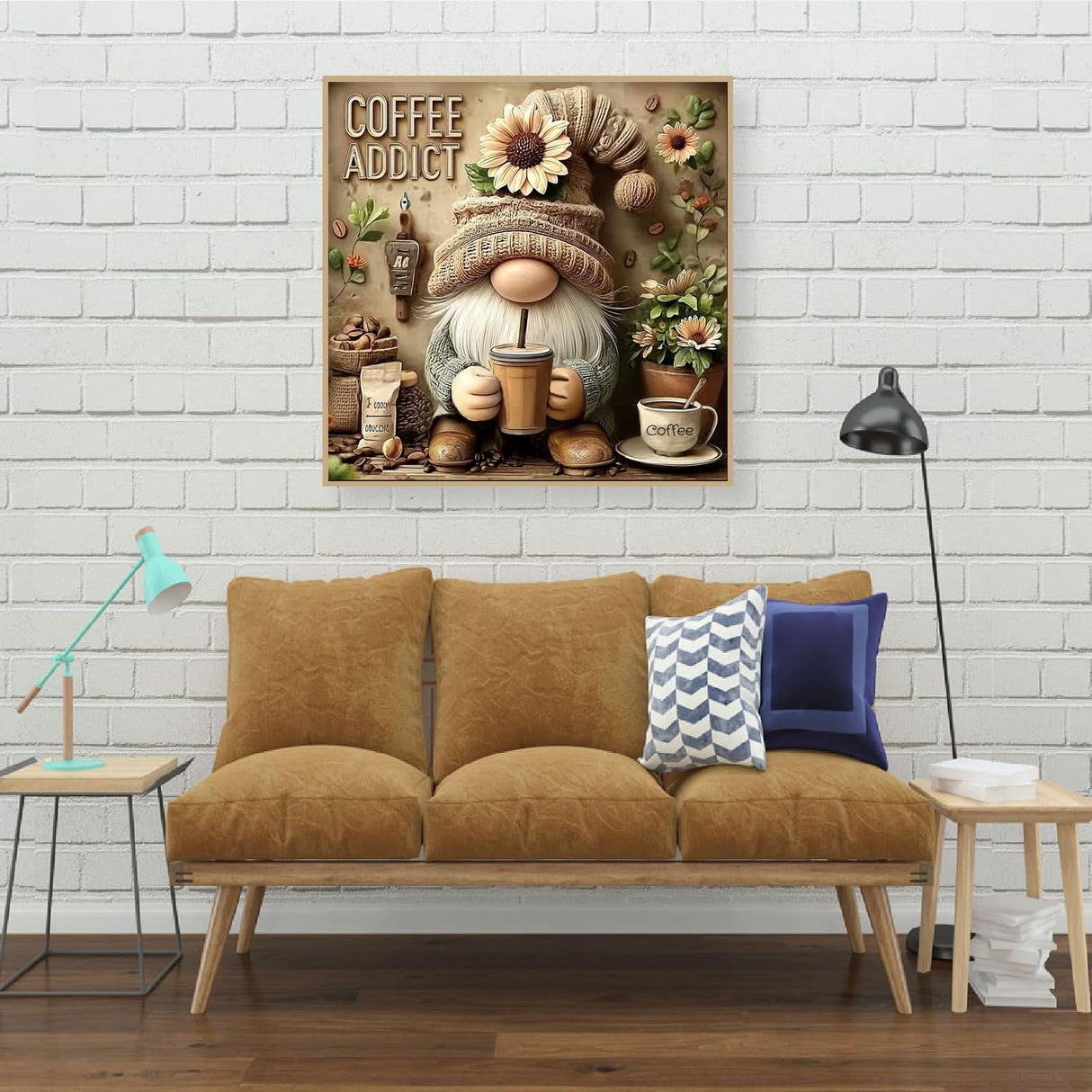 5D Diamond Art Painting Kits for Adults,Gnome Drinks Coffee Diamond Painting for Beginner, DIY Full Drill Round Coffee Addict Paint by Diamond Dot Gem Arts for Home Decor 12x12IN DIYDECORFUN